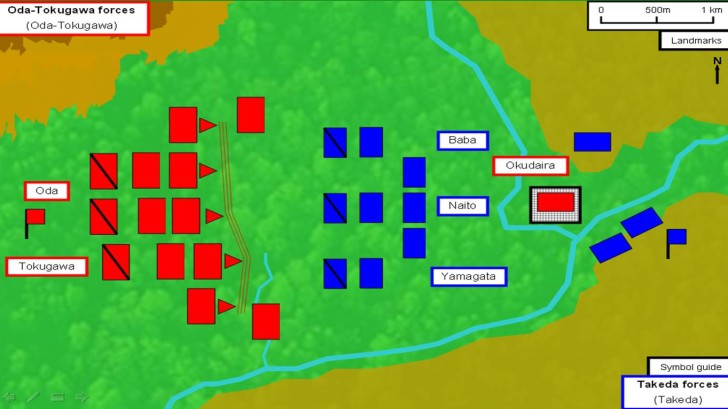 Red(left) - Oda-Tokugawa Red(right) -Okudaira Blue- Takeda