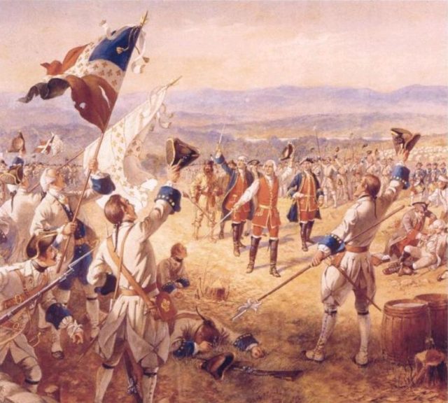 The Victory of Montcalm's Troops at Carillon. Early 20th century painting by Henry Alexander Ogden (1854 1936).
