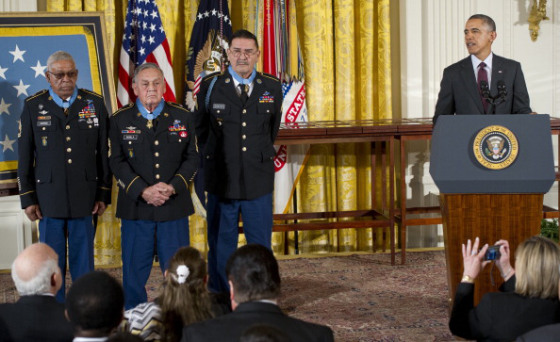 President Obama upgrading awards for Valor in 2014. Sgt Garcia was deceased in 2013 via https://padresteve.com/tag/sergeant-candelario-garcia/