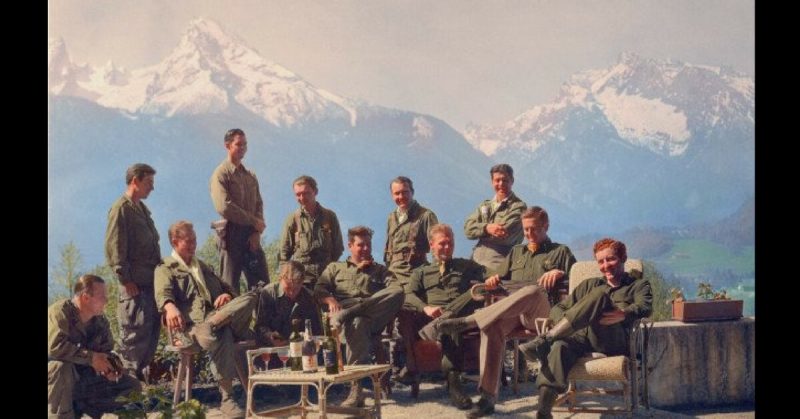 Dick Winters and his Easy Company (HBO's Band of Brothers) lounging at Eagle's Nest, Hitler's (former) residence.