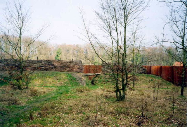Reconstruction of the improvised fortifications prepared by the Germanic tribes for the final phase of the Varus battle near Kalkriese. Photo Credit.
