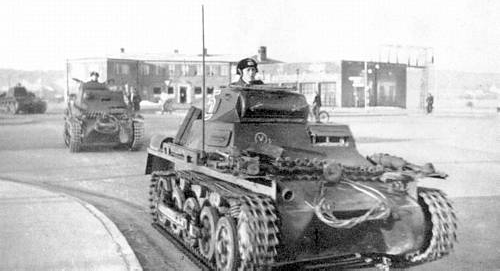 German Pz.Kpfw. I tanks in Aabenraa, Denmark, 9 April 1940.