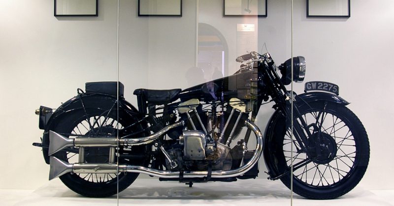 T. E. Lawrence's eighth Brough Superior, the one he was riding when he was killed, at the Imperial War Museum. Photo Credit.