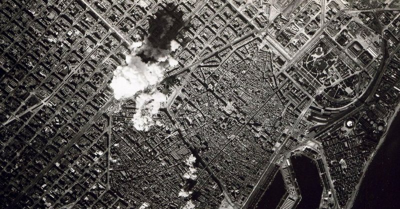 Bombing in Barcelona in March 1938 by Italian Royal Air Force.