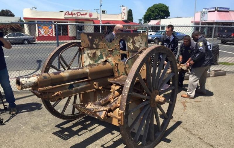 This First World War cannon was stolen last month in California and later recovered.