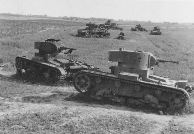 Destroyed tanks T-26 of 19. Panzer Division, 22 Mechanized Corps, near Lutsk