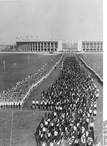 Photo taken during the Opening Ceremony. Olympic Stadium can be seen in the distance. Photo via Wikipedia