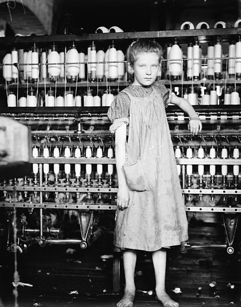 Taken in 1910, the picture shows 10-year-old Addie Card, who worked in a cotton mill in Vermont