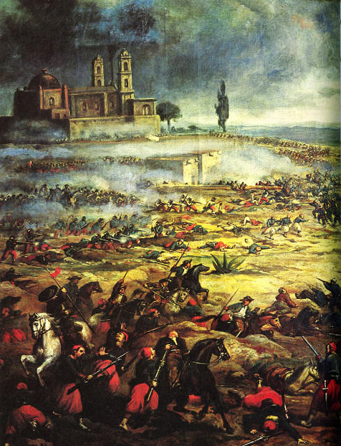 19th century painting of the Battle of Puebla