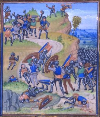 The French army harassed by members of a free company.