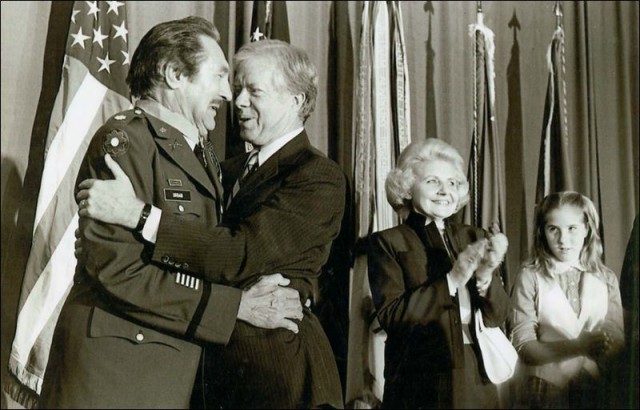 Matt Urban receiving the Medal of Honor in 1979 via http://www.toledoblade.com/Michigan/2005/05/30/Monroe-hero-may-have-most-WW-II-medals.html