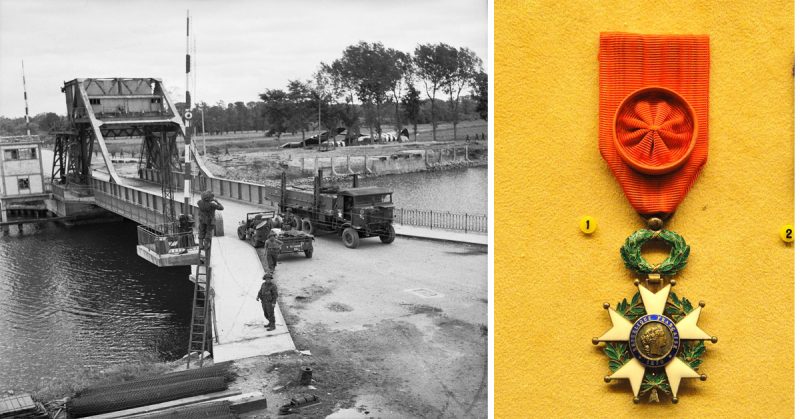 Pegasus Bridge, 9 June 1944 (from the left), Légion d'honneur (from the right)