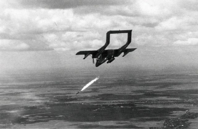 An OV-10A of VAL-4 attacking a target in Vietnam.