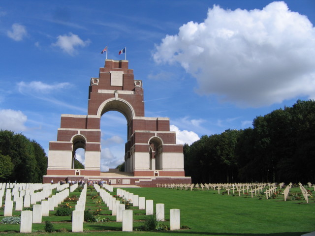 The towering Thiepval Memorial.