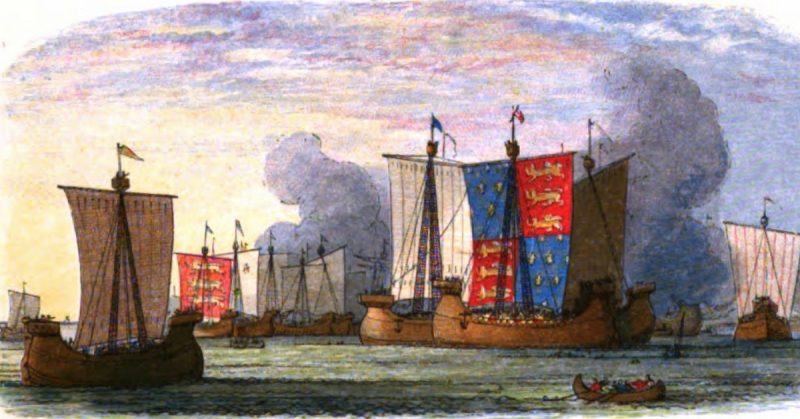 The English victory in the Battle of Sluys ensures that the Hundred Years' War will take place in the lands of France.