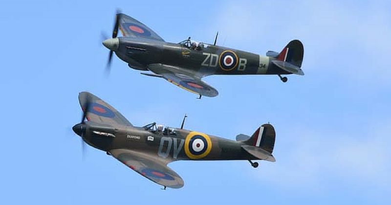 The sun came out for nearly a whole day at Old Warden. To make things better these MkIa and MkIX Spitfires were joined a bit later by a MkV. Perfection in motion (Mark Barnes for War History Online).