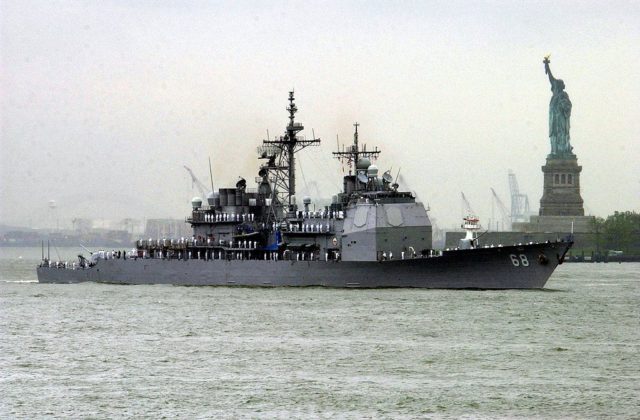 The USS Anzio (CG 68), a guided missile cruiser in New York City, NY on May 26, 2004 Image Source: 040526-N-6371Q-049