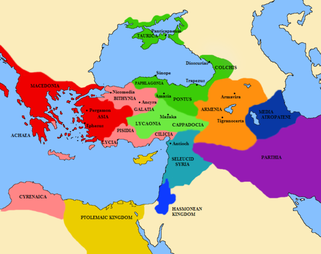 Mithridates would eventually claim much of Anatolia and Greece, through Rome would sweep back and claim much of it themselves.