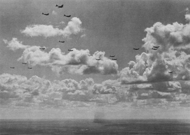 German Heinkel He 111 flying towards their targets in the United Kingdom. [Via]