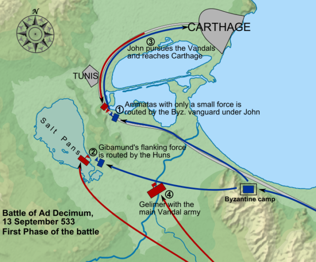 Belisarius springing out from a potential encirclement at the Battle of Ad Decimum. Image: Wikipedia 