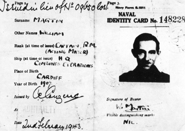 ID card of Major Martin. By Ewen Montagu Team - Montagu, E.: The Man Who Never Was, London 1953, Public Domain.