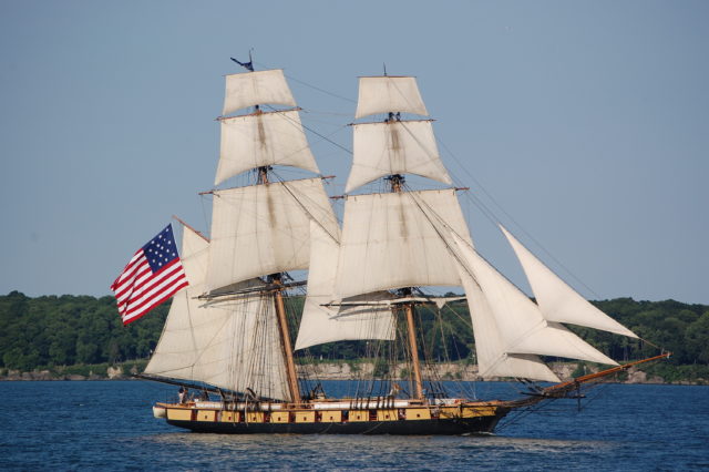 The Brig Niagara, gives a very clear depiction of a Brig's sail plan. 