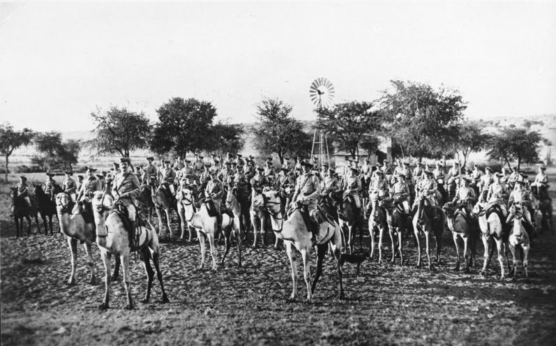 German Southwest Africa, Herero rebellion. German Southwest Africa Herero uprising in 1904. Kamelreiter company of the German 