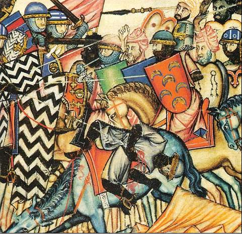 A battle of the Reconquista from the Cantigas de Santa Maria. Source:Wikipedia