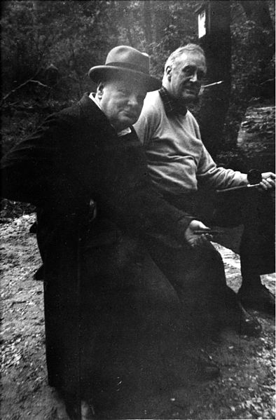President Franklin D. Roosevelt and Prime Minister Winston Churchill fishing at Shangri-La (Camp David) during the the Third Washington Conference in May 1943 Image Source: Wikipedia