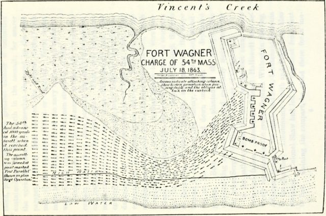 Battle Map of Ft. Wagner via commons.wikimedia.org