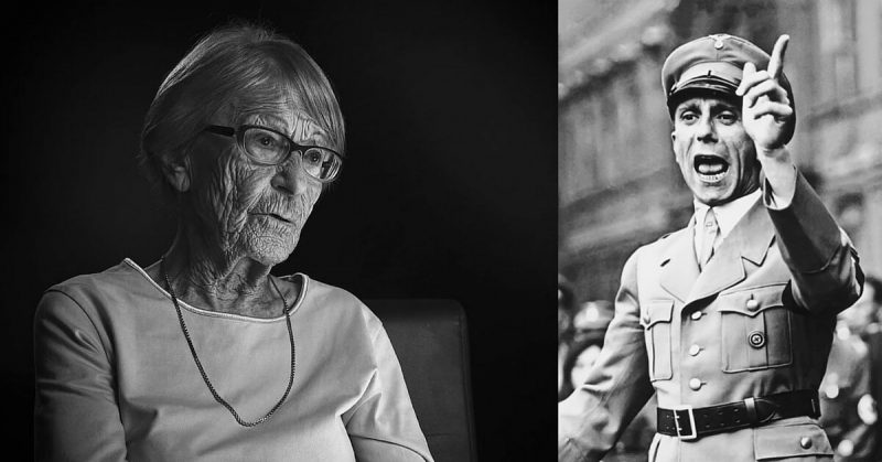 Left: Brunhilde Pomsel 
Right: Joseph Goebbels. <a href=