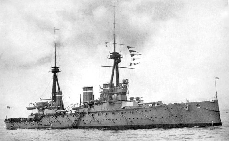 Photograph of HMS Invincible, British Battlecruiser, launched 1907. Source: Wikimedia Commons