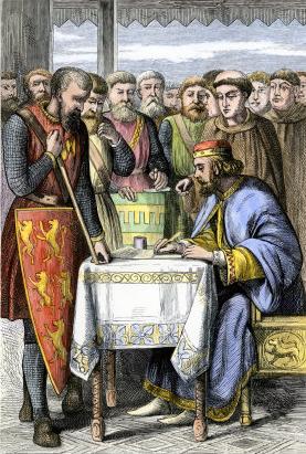 John of England signs Magna Carta