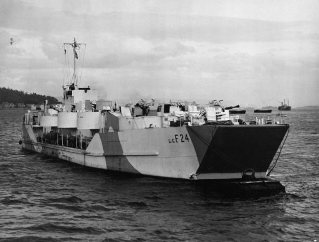 An LCF (Landing Craft Flak), similar to LCF-31 which sank at D-Day. Source: Wikipedia / Public Domain