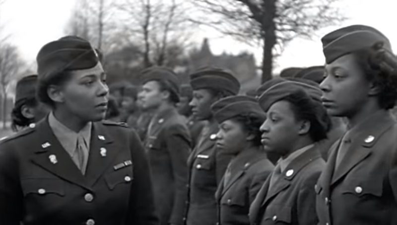 Lt. Col Early inspecting her troops in Britain