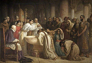 Forced conversions under Francisco Jiménez de Cisneros were seen as violations of the treaty and the main reason for the later rebellions by the Muslim population. Painting by Edwin Long. Source: Wikipedia