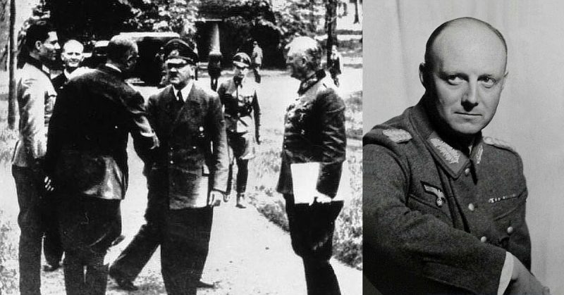 Stauffenberg, left, with Hitler (centre). By Bundesarchiv - CC BY-SA 3.0 de