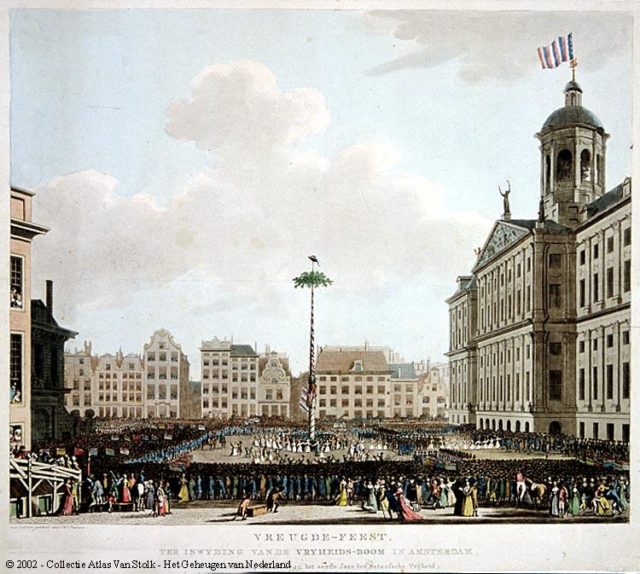 The Liberty Tree set up in Dam Square in 1795 to honor the Batavian Revolution Image Source: Wikipedia
