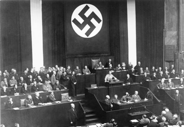 Hitler's Reichstag speech promoting the bill was delivered at the Kroll Opera House, following the Reichstag fire. Photo Credit.