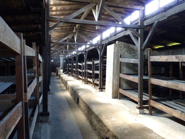 Bed bunks at Auschwitz.