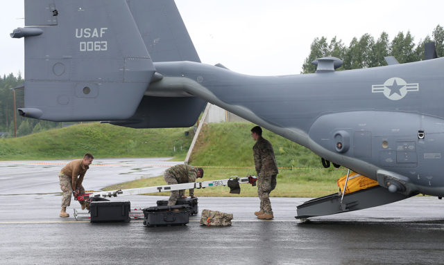 US Air Force Bell Boeing V-22 Osprey at Tour-de-Sky airshow at Kuopio, Finand. (Photo by Fyodor Borisov/Transport-Photo Images)