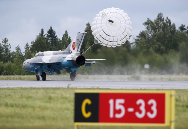 Romania Air Force Mikoyan-Gurevich MiG-21 at Tour-de-Sky airshow at Kuopio, Finand. (Photo by Fyodor Borisov/Transport-Photo Images)