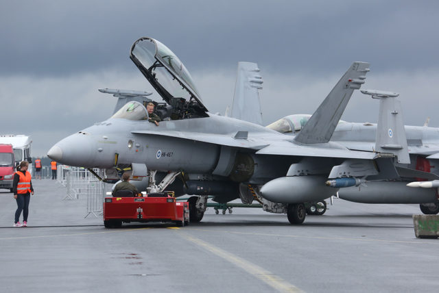 Finnish Air Force McDonnell Douglas F/A-18 Hornet at Tour-de-Sky airshow at Kuopio, Finand. (Photo by Fyodor Borisov/Transport-Photo Images)