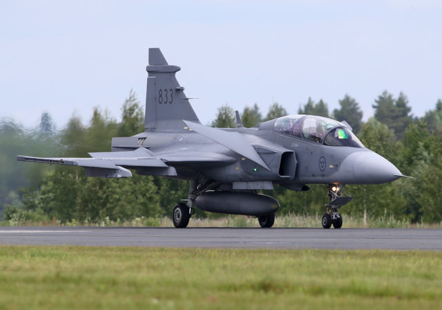 Swedish Air Force Saab JAS 39 Gripen at Tour-de-Sky airshow at Kuopio, Finand. (Photo by Fyodor Borisov/Transport-Photo Images)