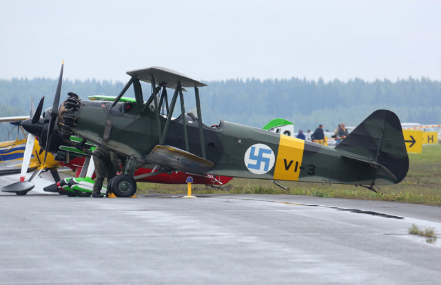 Finnish Air Force Focke-Wulf Fw 44J Stieglitz at Tour-de-Sky airshow at Kuopio, Finand. (Photo by Fyodor Borisov/Transport-Photo Images)