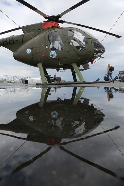 Finnish Air Force MD Helicopters (Hughes) MD 500 helicopter at Tour-de-Sky airshow at Kuopio, Finand. (Photo by Fyodor Borisov/Transport-Photo Images)