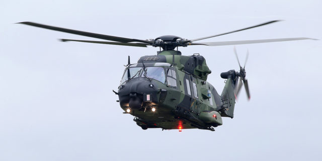 Finnish Air Force NHIndustries NH90 helicopter at Tour-de-Sky airshow at Kuopio, Finand. (Photo by Fyodor Borisov/Transport-Photo Images)