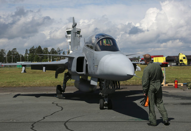 Swedish Air Force Saab JAS 39 Gripen at Tour-de-Sky airshow at Kuopio, Finand. (Photo by Fyodor Borisov/Transport-Photo Images)