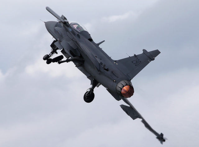 Swedish Air Force Saab JAS 39 Gripen at Tour-de-Sky airshow at Kuopio, Finand. (Photo by Fyodor Borisov/Transport-Photo Images)