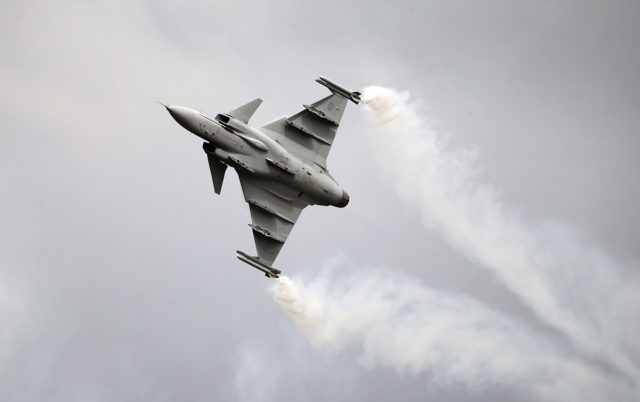 Swedish Air Force Saab JAS 39 Gripen at Tour-de-Sky airshow at Kuopio, Finand. (Photo by Fyodor Borisov/Transport-Photo Images)